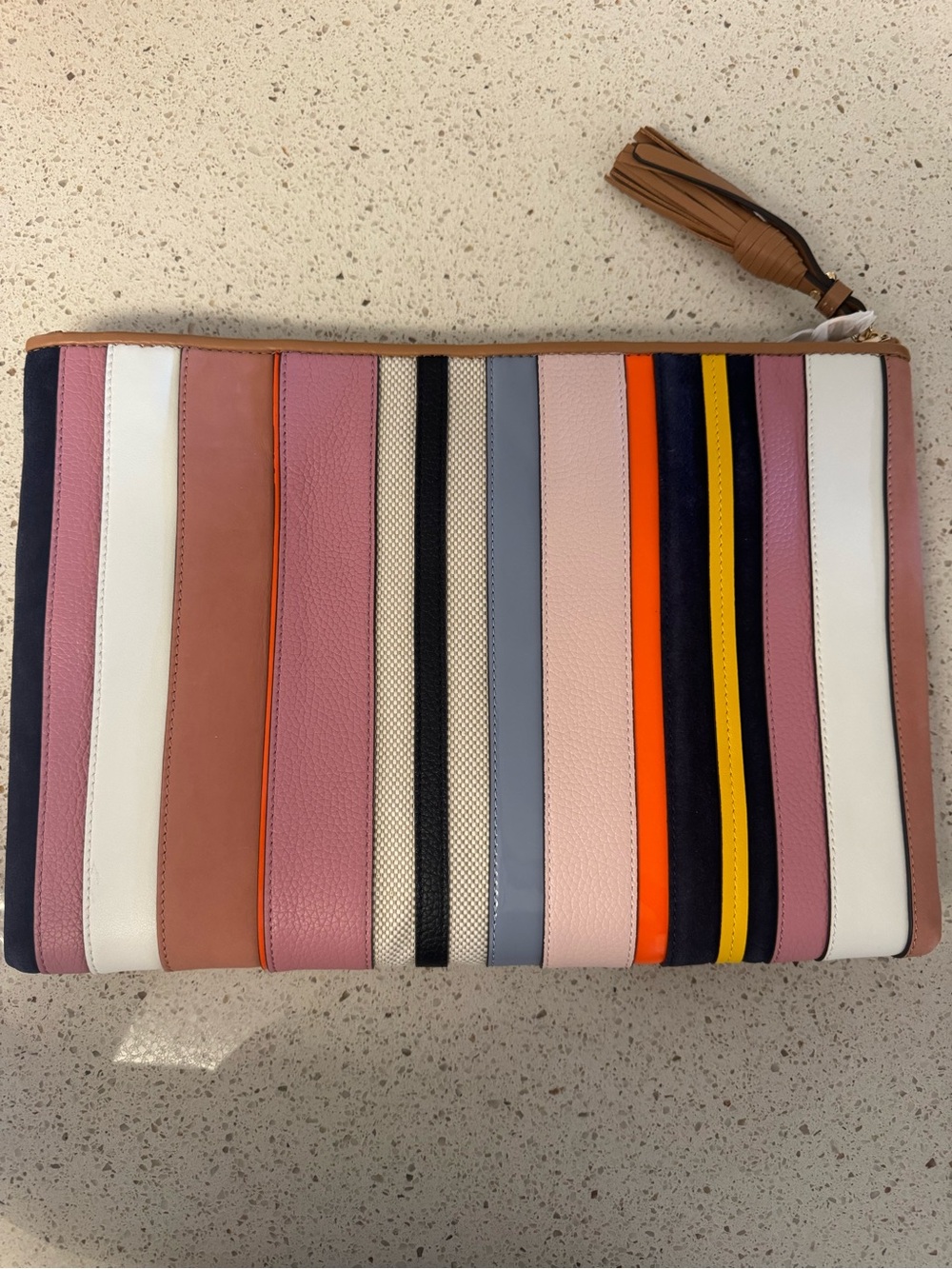 Tory Burch Multicolor Striped Oversized Clutch / Laptop Case - Picture 2 of 5
